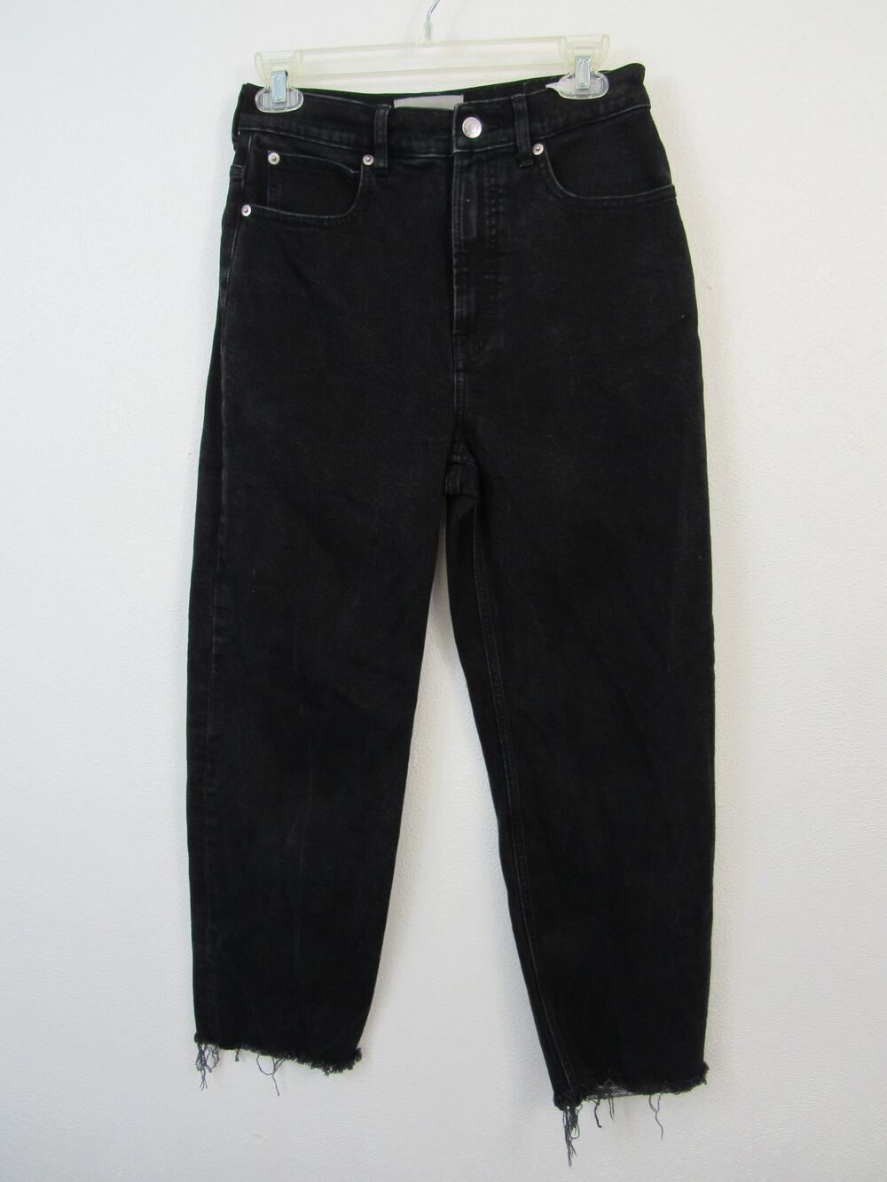 Everlane 27R The Way High Jean Black Coal Raw Hems Straight Denim High Rise